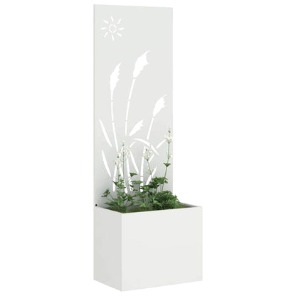 Garden Planter with Decorative Panel White 50 x 140 cm