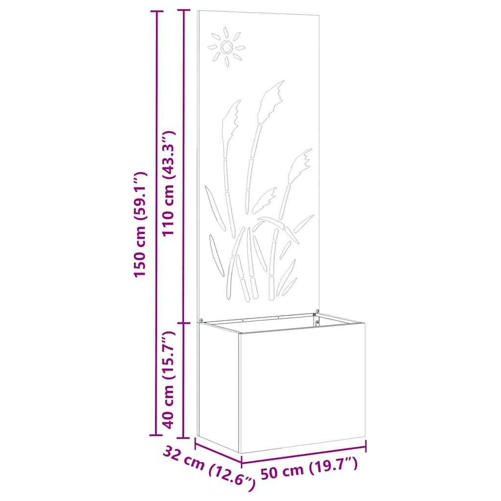 Garden Planter with Decorative Panel White 50 x 140 cm