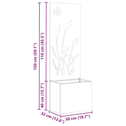 Garden Planter with Decorative Panel White 50 x 140 cm