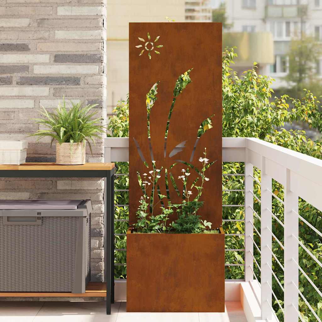 Garden Planter with Decorative Panel Rusty 50 x 140 cm