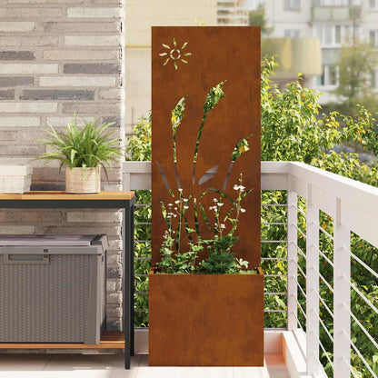 Garden Planter with Decorative Panel Rusty 50 x 140 cm