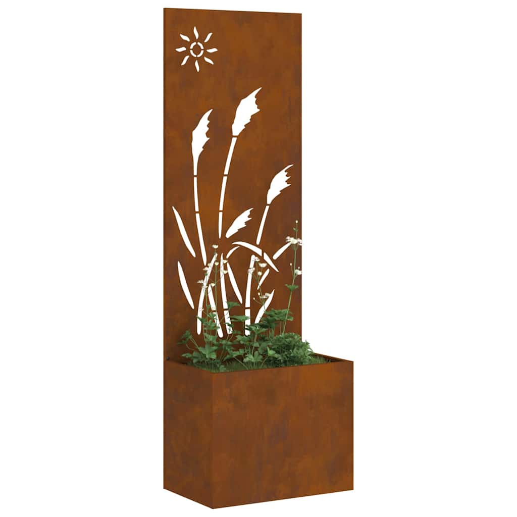 Garden Planter with Decorative Panel Rusty 50 x 140 cm