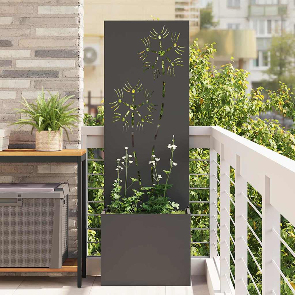 Garden Privacy Screen Black 50 x 140 cm Cold-rolled steel