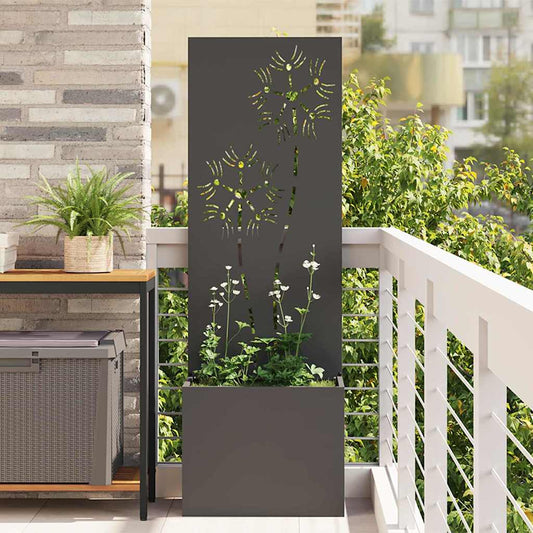 Garden Privacy Screen Black 50 x 140 cm Cold-rolled steel
