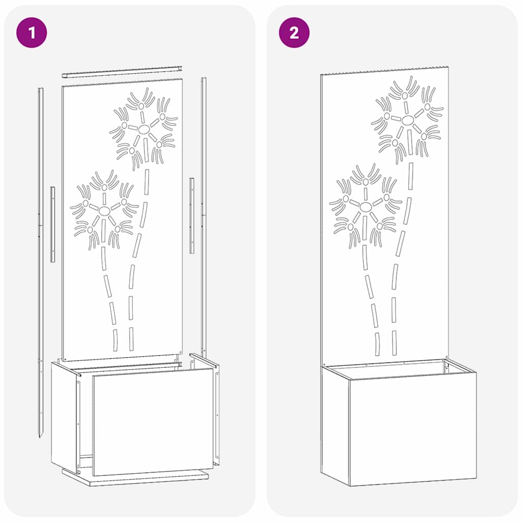 Garden Planter with Decorative Panel White 50 x 140 cm