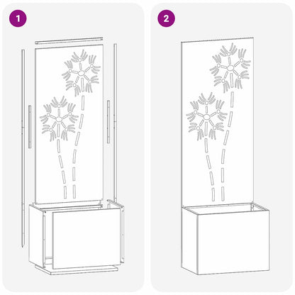 Garden Planter with Decorative Panel White 50 x 140 cm
