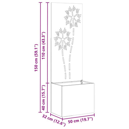 Garden Planter with Decorative Panel White 50 x 140 cm