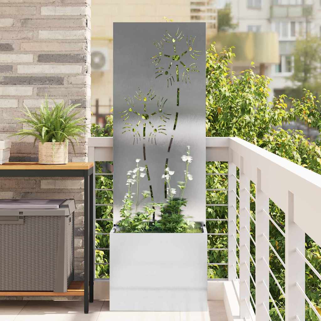 Garden Privacy Screen Floral Sliver 50 x 140 cm Stainless steel