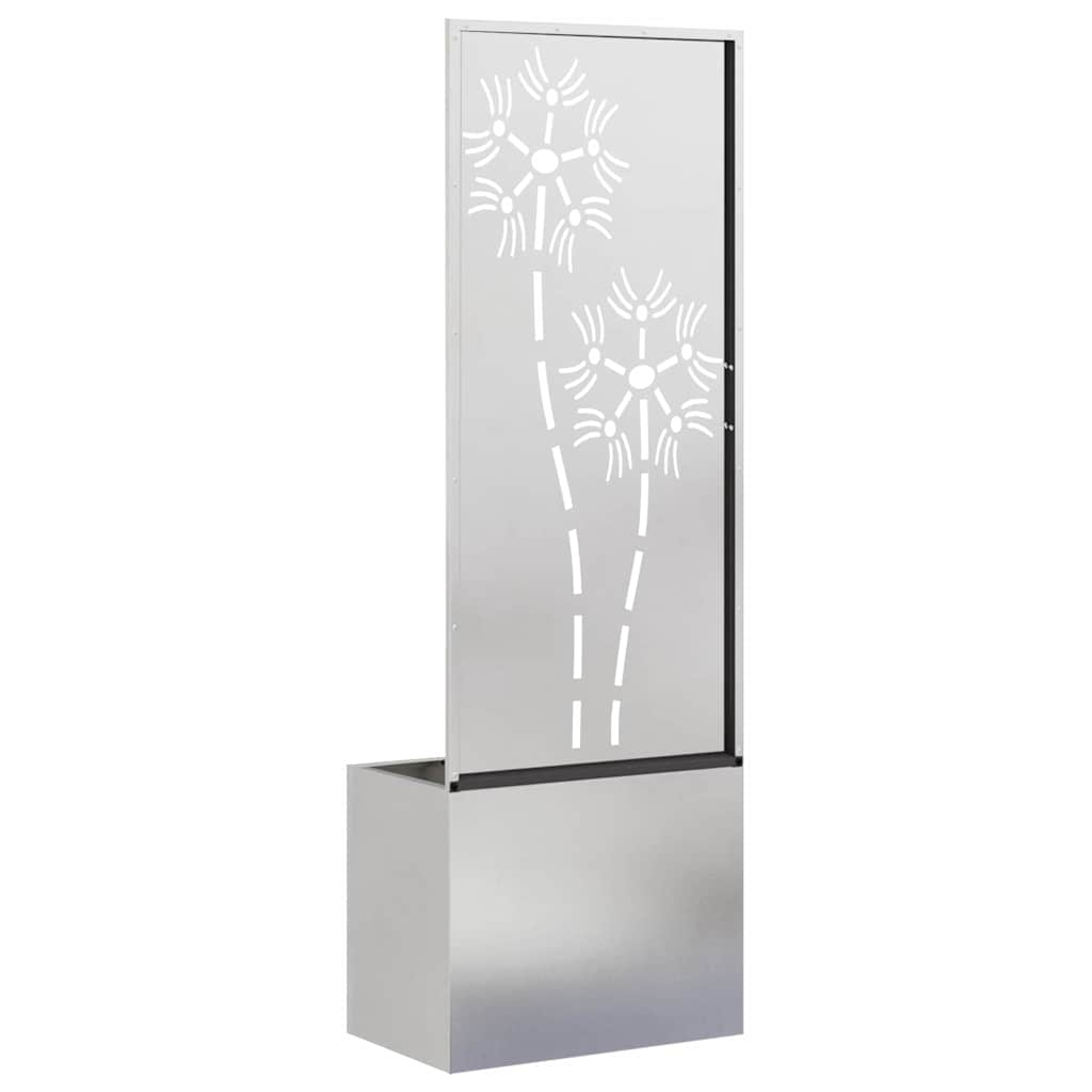 Garden Privacy Screen Floral Sliver 50 x 140 cm Stainless steel