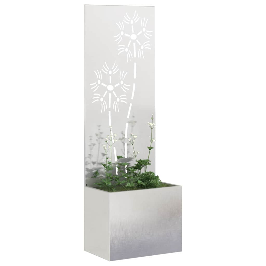 Garden Privacy Screen Floral Sliver 50 x 140 cm Stainless steel