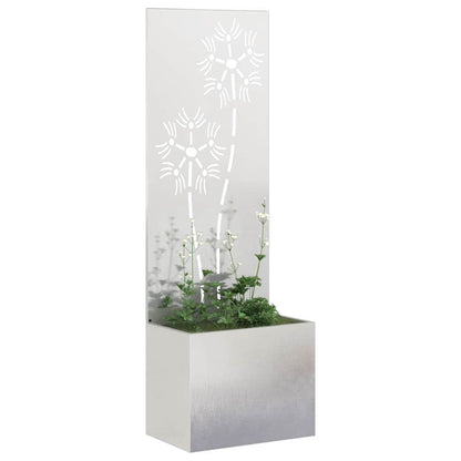 Garden Privacy Screen Floral Sliver 50 x 140 cm Stainless steel