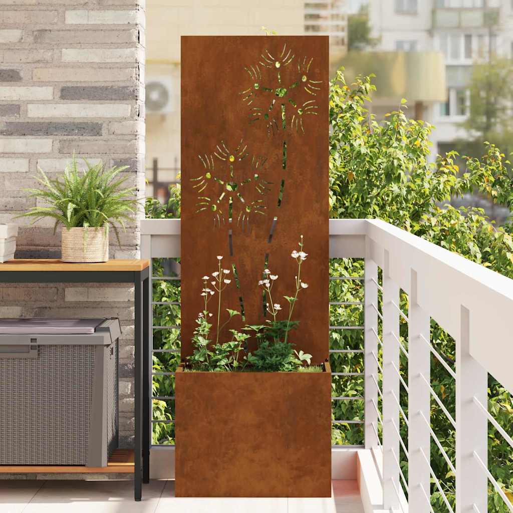 Garden Privacy Screen Floral Rusty 50 x 140 cm Weathering steel