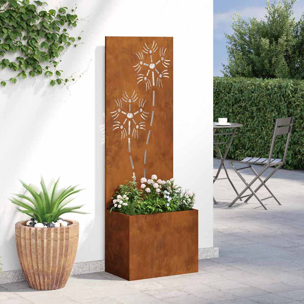 Garden Privacy Screen Floral Rusty 50 x 140 cm Weathering steel