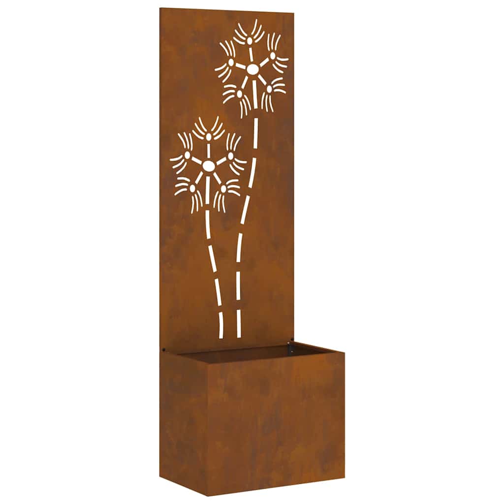 Garden Privacy Screen Floral Rusty 50 x 140 cm Weathering steel