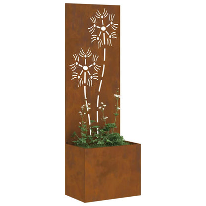 Garden Privacy Screen Floral Rusty 50 x 140 cm Weathering steel