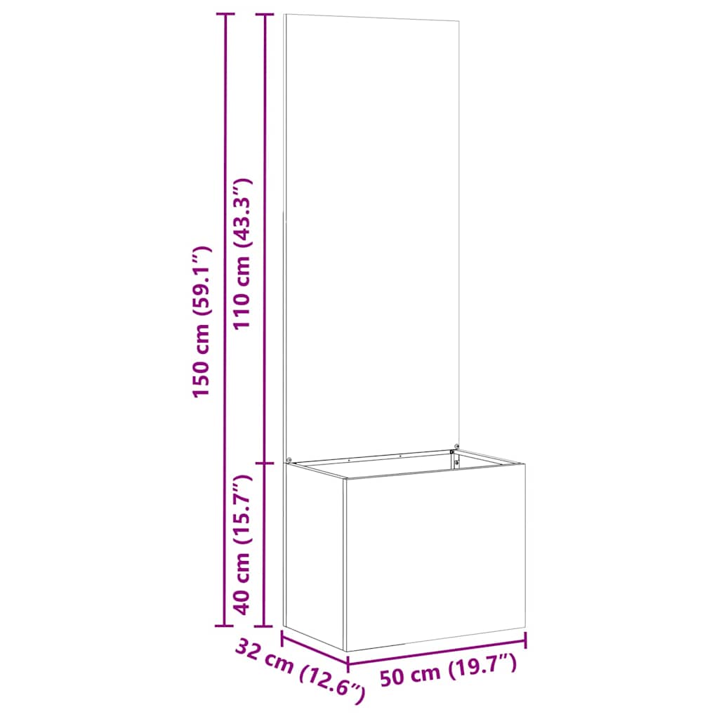 Garden Privacy Screen Silver 50 x 140 cm Galvanised steel