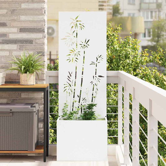 Garden Planter with Decorative Panel White 50 x 140 cm