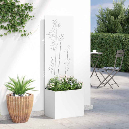 Garden Planter with Decorative Panel White 50 x 140 cm