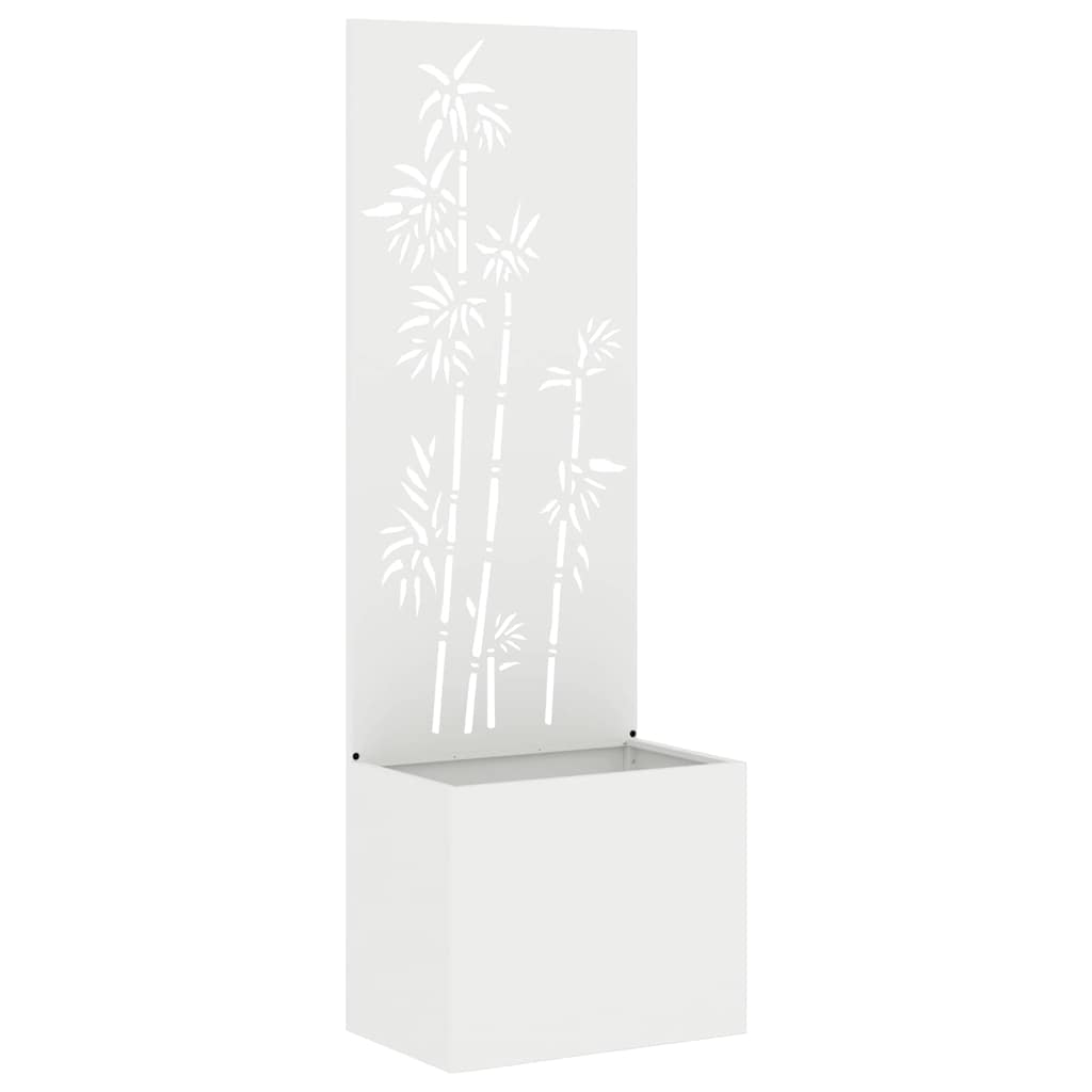 Garden Planter with Decorative Panel White 50 x 140 cm