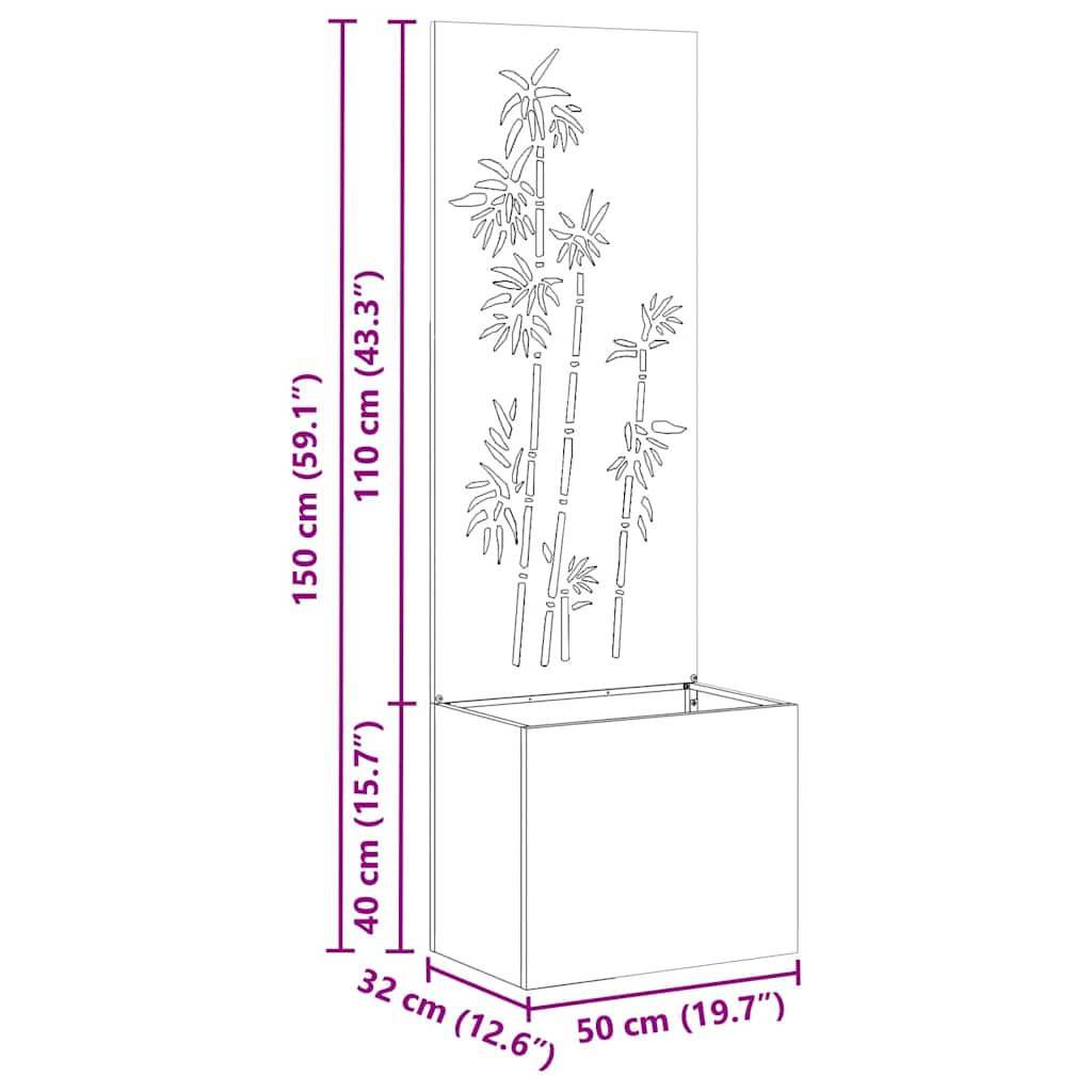 Garden Planter with Decorative Panel White 50 x 140 cm