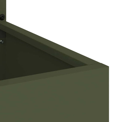 Garden Planter with Decorative Panel Olive green 50 x 140 cm