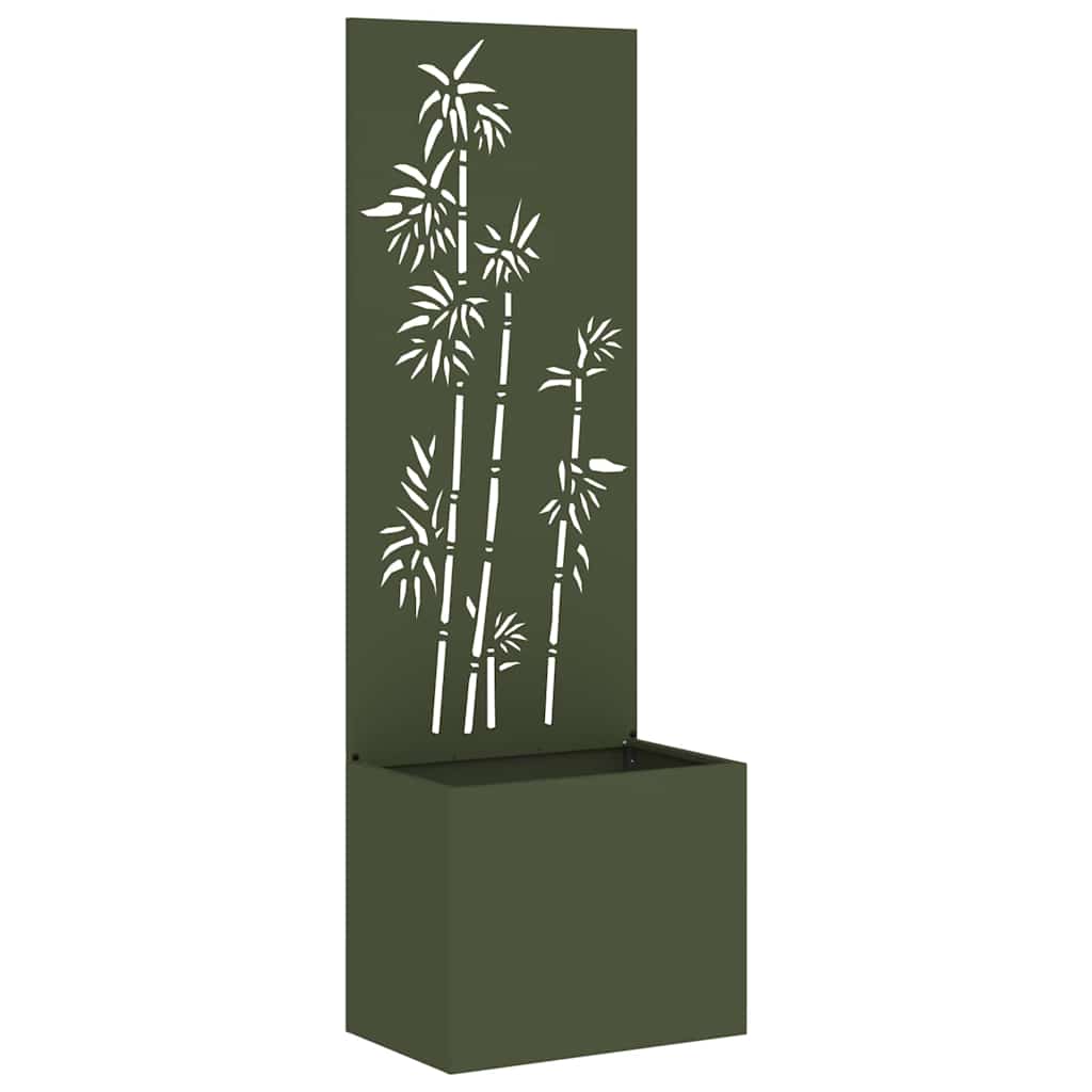 Garden Planter with Decorative Panel Olive green 50 x 140 cm