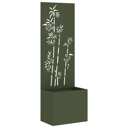 Garden Planter with Decorative Panel Olive green 50 x 140 cm