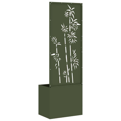 Garden Planter with Decorative Panel Olive green 50 x 140 cm