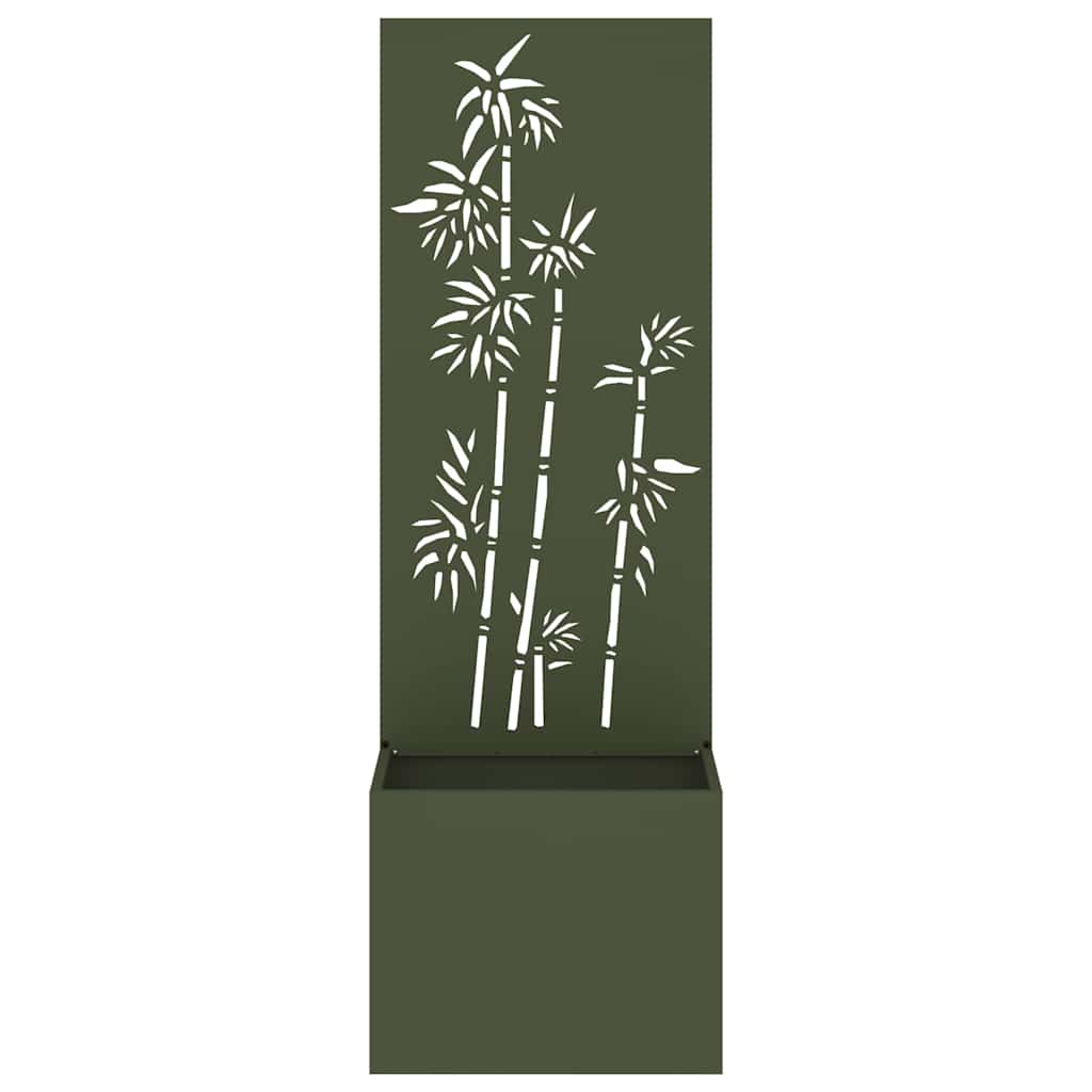 Garden Planter with Decorative Panel Olive green 50 x 140 cm