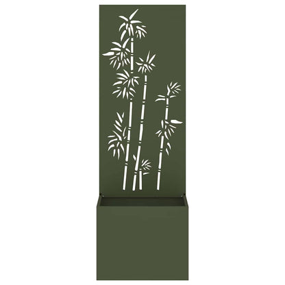 Garden Planter with Decorative Panel Olive green 50 x 140 cm