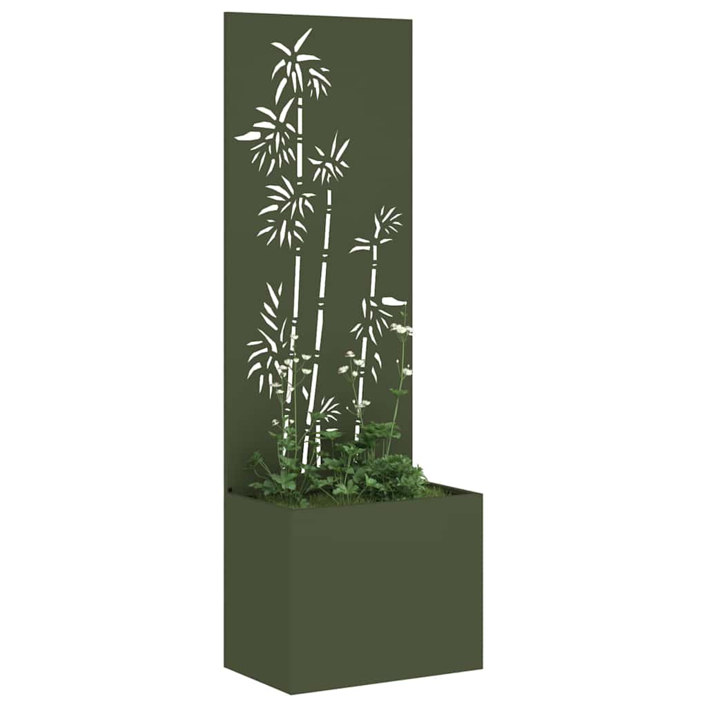 Garden Planter with Decorative Panel Olive green 50 x 140 cm