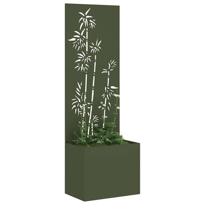 Garden Planter with Decorative Panel Olive green 50 x 140 cm