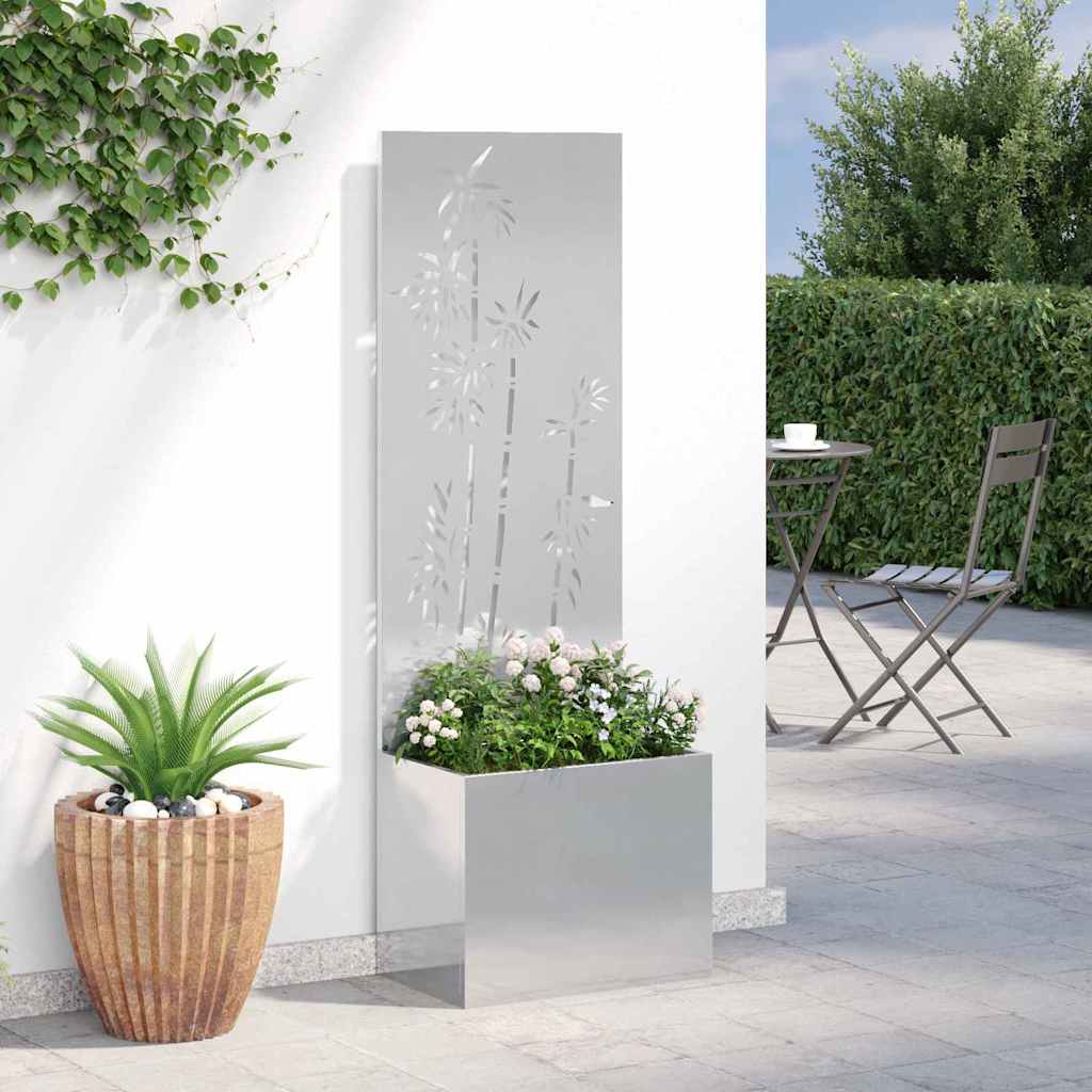 Garden Privacy Screen Floral Sliver 50 x 140 cm Stainless steel