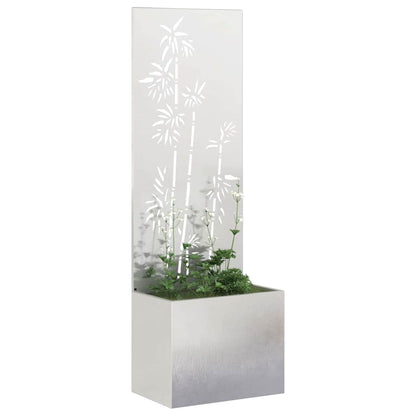 Garden Privacy Screen Floral Sliver 50 x 140 cm Stainless steel