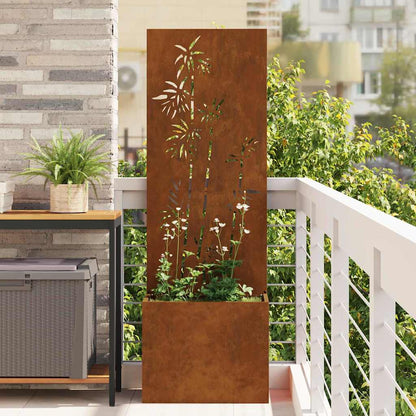 Garden Privacy Screen Floral Rusty 50 x 140 cm Weathering steel