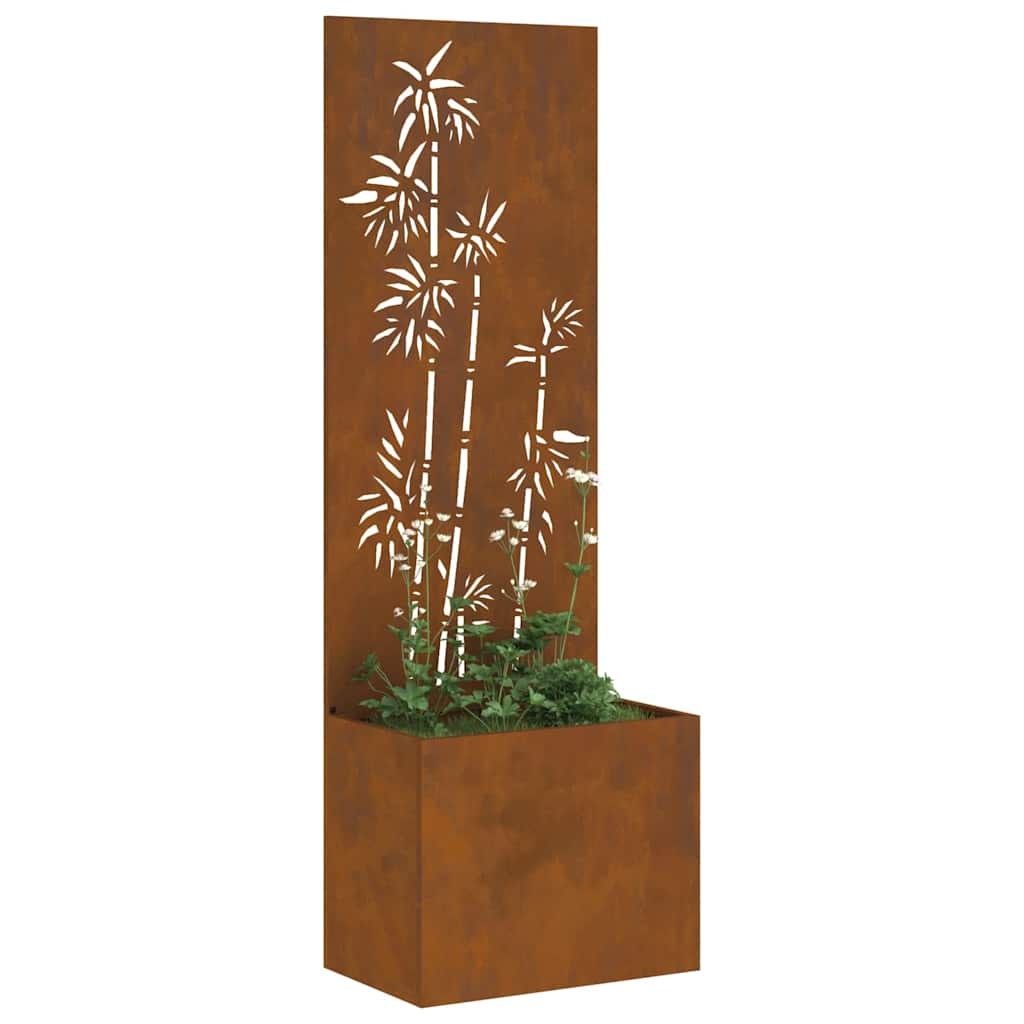 Garden Privacy Screen Floral Rusty 50 x 140 cm Weathering steel