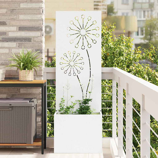 Garden Planter with Decorative Panel White 50 x 140 cm