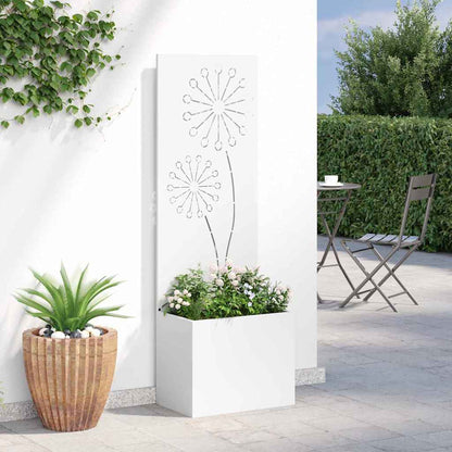 Garden Planter with Decorative Panel White 50 x 140 cm