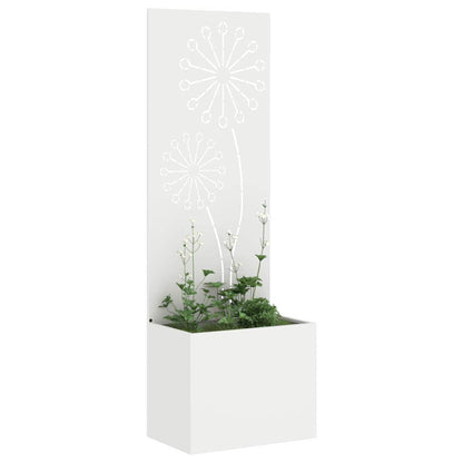 Garden Planter with Decorative Panel White 50 x 140 cm