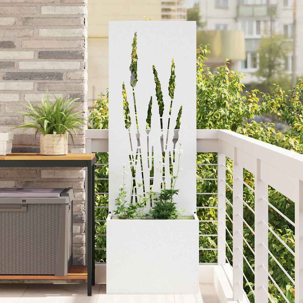 Garden Planter with Decorative Panel White 50 x 140 cm