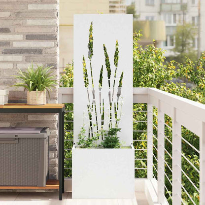 Garden Planter with Decorative Panel White 50 x 140 cm