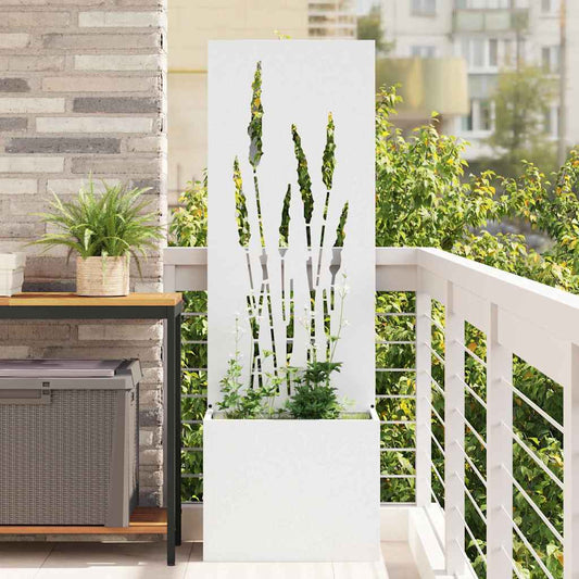 Garden Planter with Decorative Panel White 50 x 140 cm