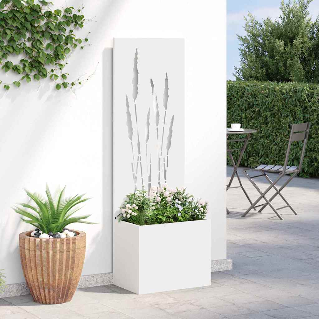 Garden Planter with Decorative Panel White 50 x 140 cm