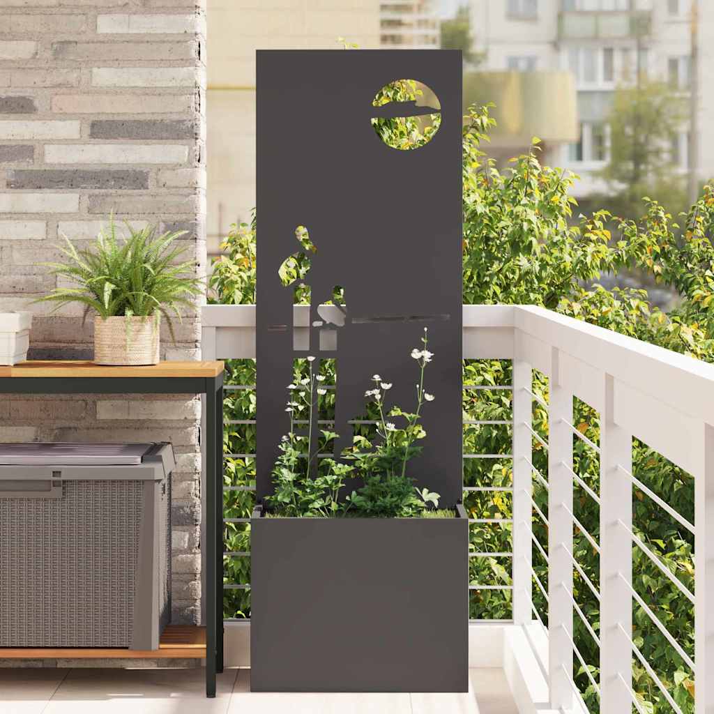 Garden Privacy Screen Black 50 x 140 cm Cold-rolled steel