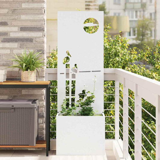 Garden Planter with Decorative Panel White 50 x 140 cm