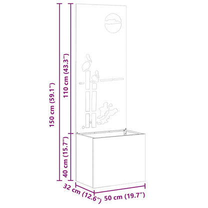 Garden Privacy Screen White 50 x 140 cm Cold-rolled steel