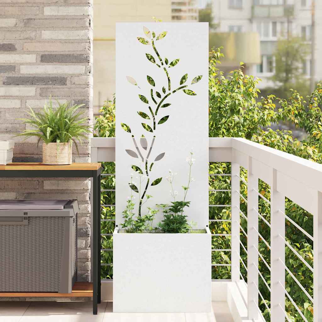 Garden Planter with Decorative Panel White 50 x 140 cm