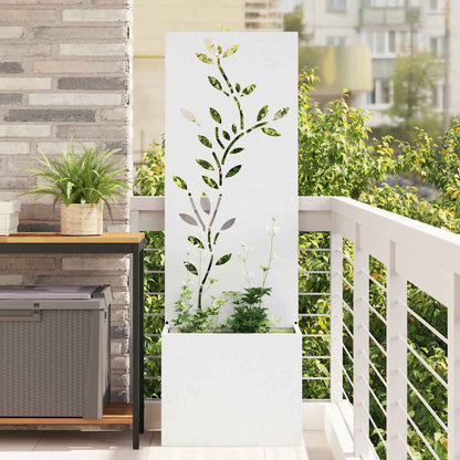 Garden Planter with Decorative Panel White 50 x 140 cm
