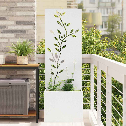 Garden Planter with Decorative Panel White 50 x 140 cm