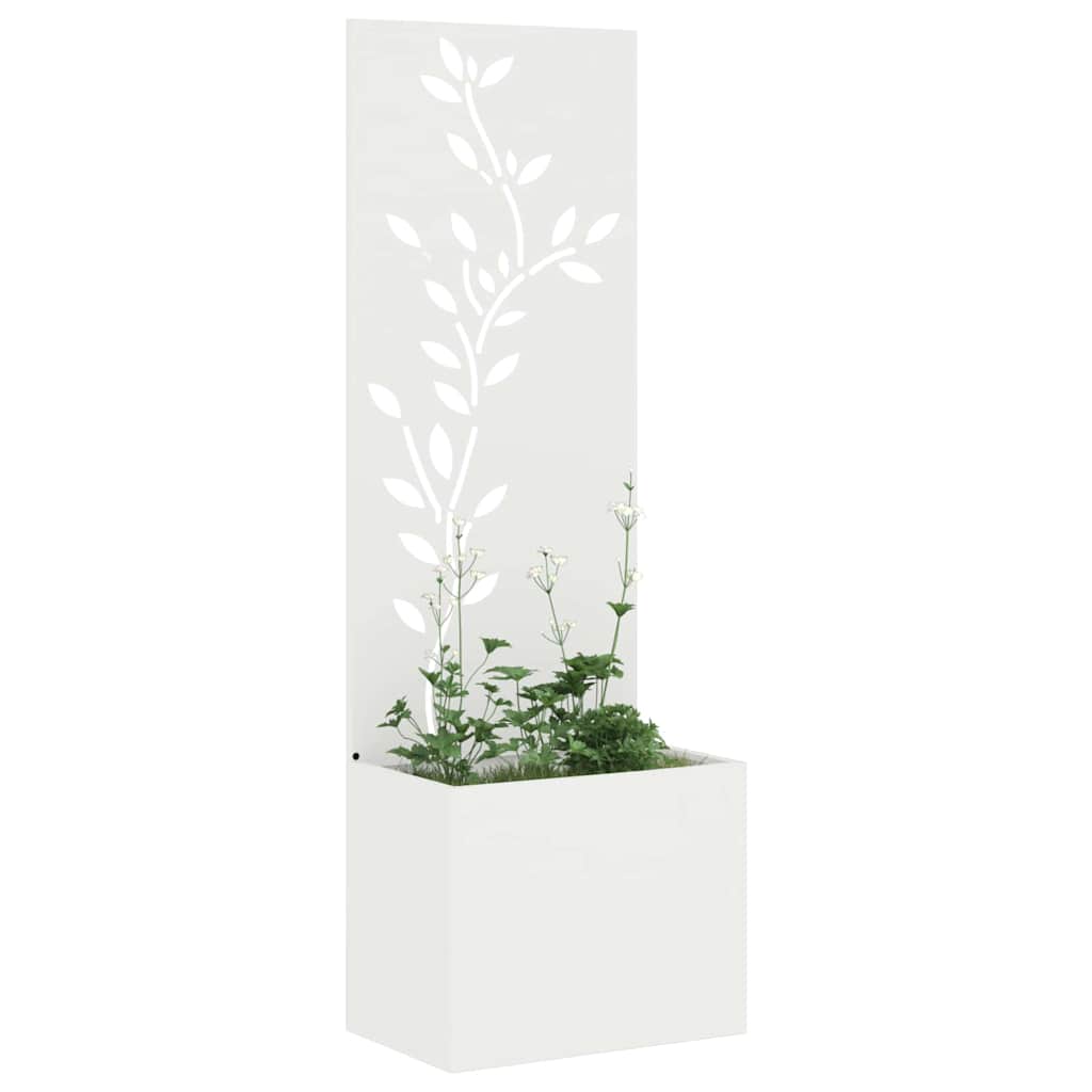 Garden Planter with Decorative Panel White 50 x 140 cm